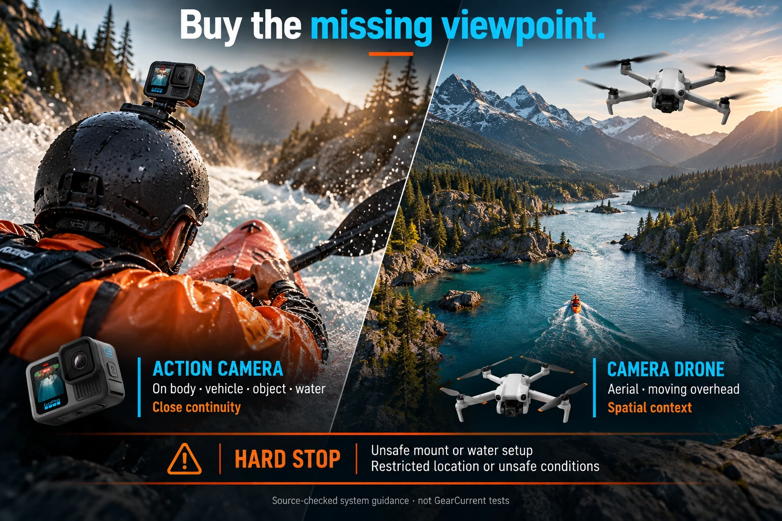 The shot has to clear every gate.. Official product images show the two choices. Labels describe published capabilities and their practical effect; they are not a GearCurrent benchmark.