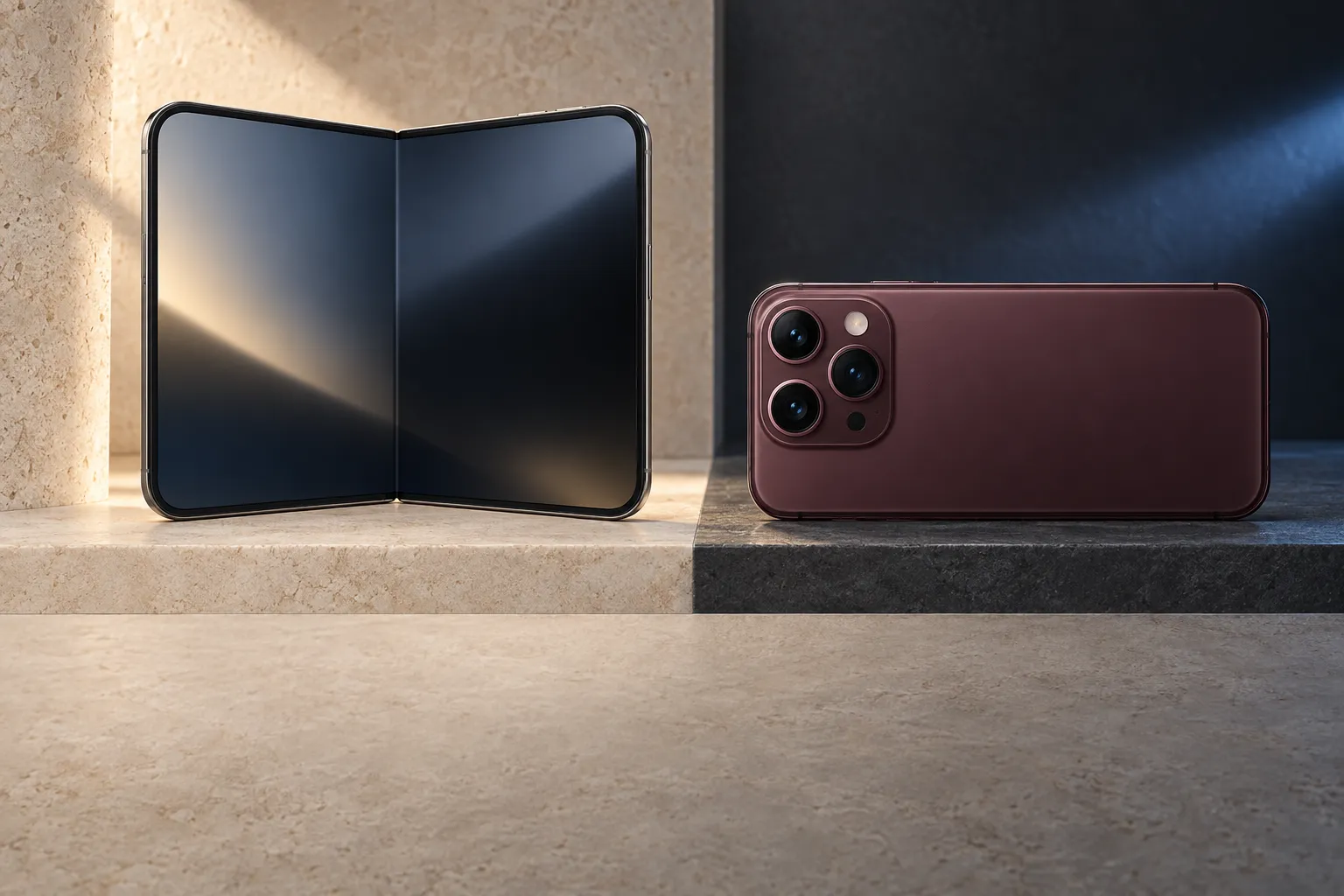 GearCurrent editorial comparison of iPhone Duo and iPhone 18 Pro; selectable facts follow the image