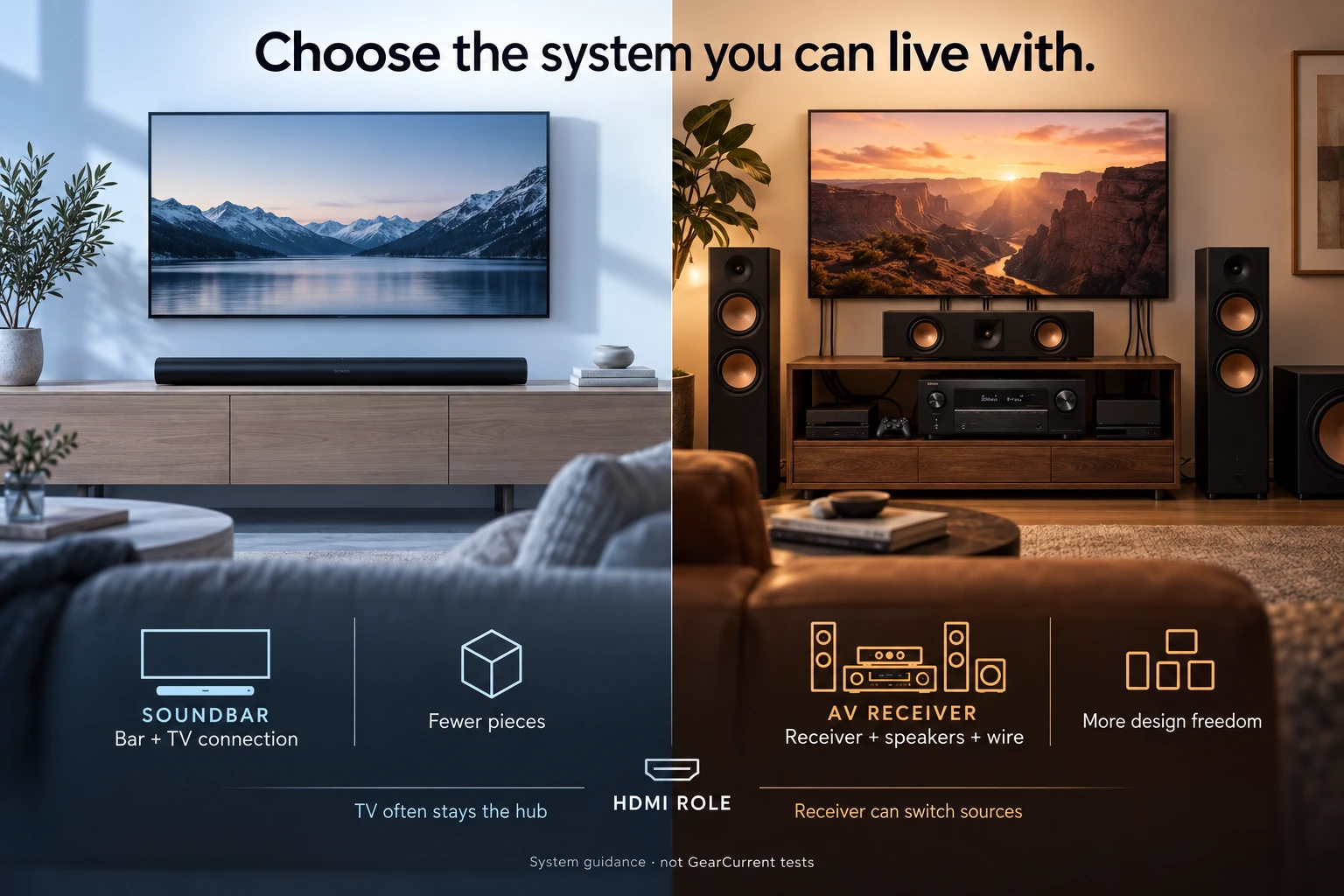 Buy the system you can place, wire, and use.. Official product images show the two choices. Labels describe published capabilities and their practical effect; they are not a GearCurrent benchmark.